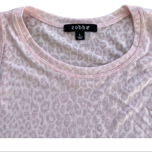 NWT Zobha Pink Leopard Essie Crop Tank size Large - Picture 3 of 5